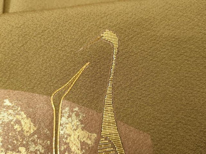 平和屋着物●訪問着　駒刺繍　竹屋町刺繍　流水に鶴　金糸　金彩　正絹　逸品　未使用　AABE8525cs
