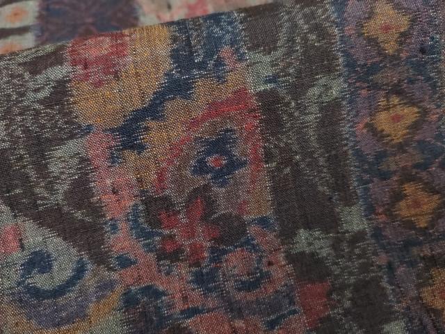 平和屋着物●小千谷紬　更紗吉祥花文　正絹　逸品　AABE8527cs