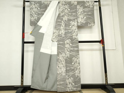 平和屋着物●上質な紬　蔦草文　正絹　逸品　AABE8529cs