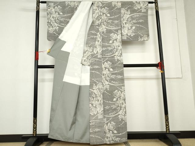 平和屋着物●上質な紬　蔦草文　正絹　逸品　AABE8529cs