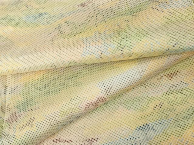 平和屋着物●本場大島紬　白大島　一元絣　風景草花文　正絹　逸品　未使用　AABE8530cs