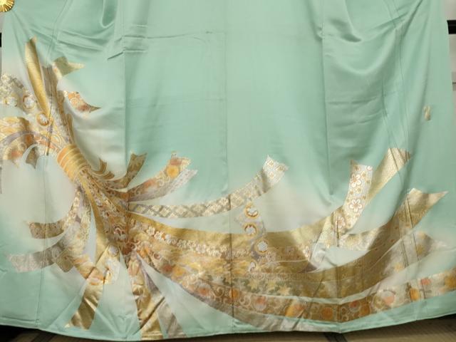 平和屋着物●金彩友禅　卓越技能者・名工・和田光正　色留袖　束ね熨斗吉祥花文　暈し染め　金彩　正絹　逸品　AABE8534cs
