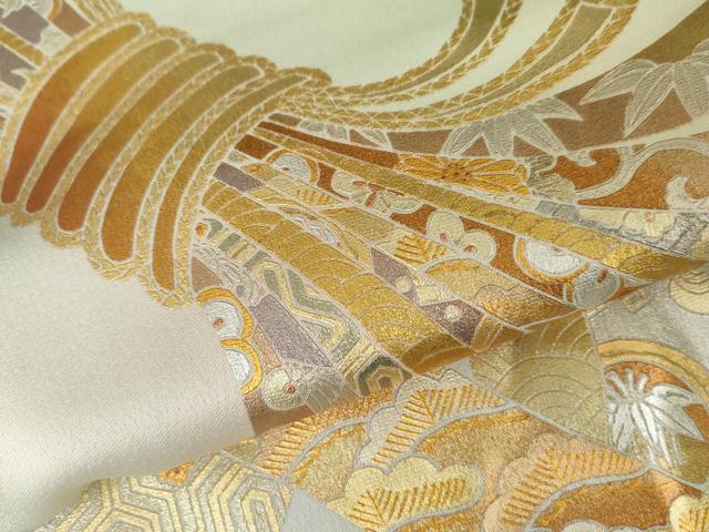 平和屋着物●金彩友禅　卓越技能者・名工・和田光正　色留袖　貝桶花文　金銀彩　ロング丈　正絹　逸品　未使用　AABE0288ck 平和屋着物○金彩友禅 卓越技能者・名工・和田光正 色留袖 束ね熨斗