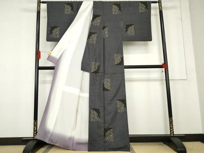 平和屋着物●本場大島紬　一元7マルキ　洋花文　正絹　逸品　AABE8537cs