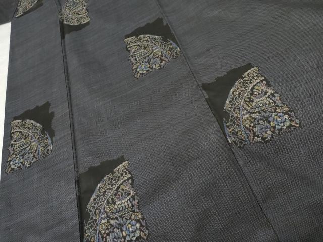 平和屋着物●本場大島紬　一元7マルキ　洋花文　正絹　逸品　AABE8537cs 平和屋着物○本場大島紬 一元7マルキ 洋花文 正絹 逸品 AABE8537cs