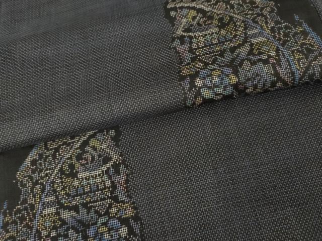 平和屋着物●本場大島紬　一元7マルキ　洋花文　正絹　逸品　AABE8537cs 平和屋着物□本場大島紬 7マルキ 蜀江花文 正絹 逸品 CABF9418ev
