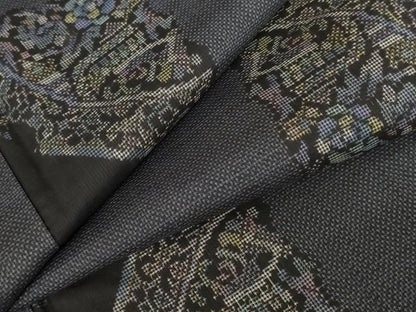 平和屋着物●本場大島紬　一元7マルキ　洋花文　正絹　逸品　AABE8537cs