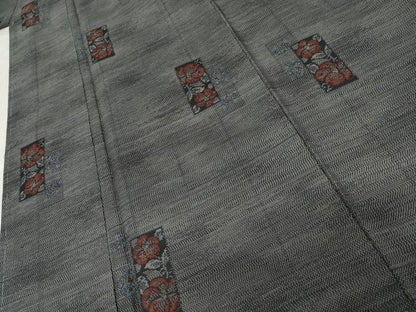 平和屋着物●本場大島紬　色紙花文　黒地　正絹　逸品　未使用　AABE8538cs