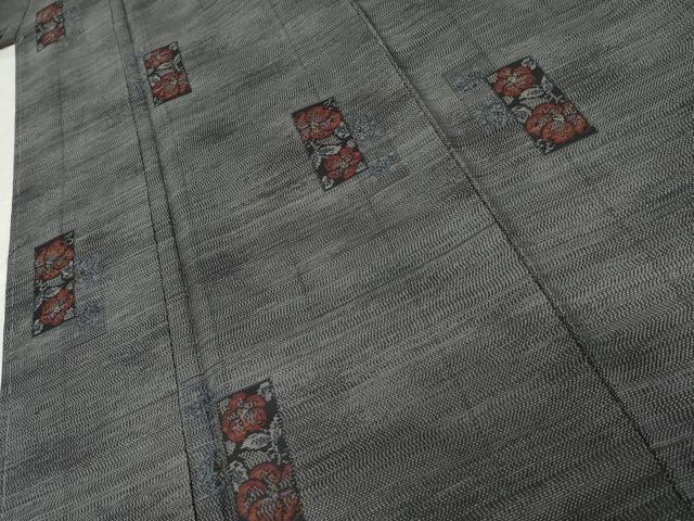平和屋着物●本場大島紬　色紙花文　黒地　正絹　逸品　未使用　AABE8538cs