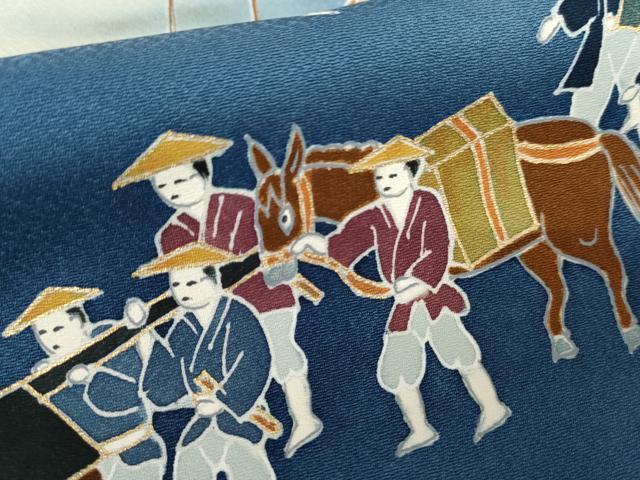 平和屋着物●訪問着　作家物　大名行列　暈し染め　正絹　逸品　AABE8539cs
