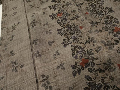 平和屋着物●本場大島紬　カタス9マルキ　泥染め　草花間道　正絹　逸品　AABE8540cs