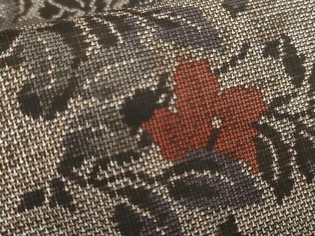 平和屋着物●本場大島紬　カタス9マルキ　泥染め　草花間道　正絹　逸品　AABE8540cs