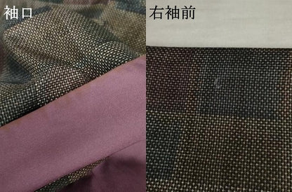 平和屋着物●本場大島紬　一元絣　変わり格子　正絹　逸品　AABE8541cs