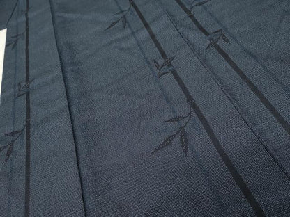 平和屋着物●本塩沢　110亀甲　笹竹文　正絹　逸品　AABE8547cs