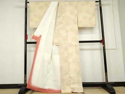 平和屋着物●本場塩沢結城紬　舞花文　薔薇　証紙付き　正絹　逸品　AABE8550cs
