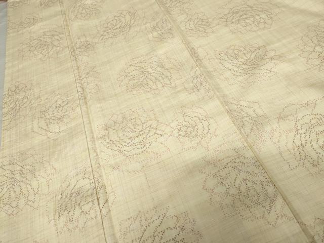 平和屋着物○本場塩沢結城紬 舞花文 薔薇 証紙付き 正絹 逸品 AABE8550cs