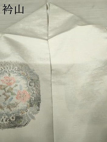 平和屋着物●上質な紬　草花文　正絹　逸品　AABE8553cs