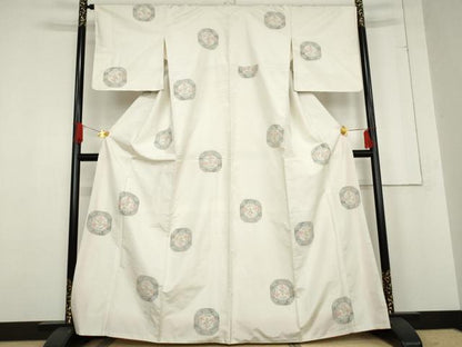 平和屋着物●上質な紬　草花文　正絹　逸品　AABE8553cs
