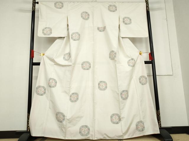 平和屋着物●上質な紬　草花文　正絹　逸品　AABE8553cs