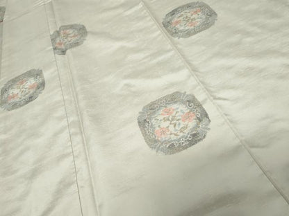 平和屋着物●上質な紬　草花文　正絹　逸品　AABE8553cs