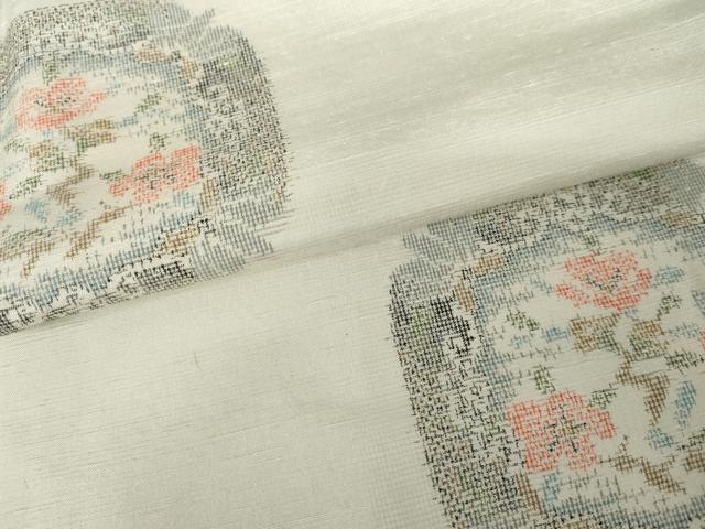 平和屋着物●上質な紬　草花文　正絹　逸品　AABE8553cs