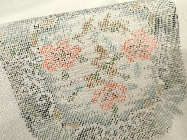 平和屋着物●上質な紬　草花文　正絹　逸品　AABE8553cs