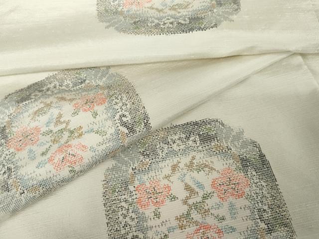 平和屋着物●上質な紬　草花文　正絹　逸品　AABE8553cs