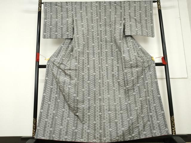 平和屋着物●上質な紬　麻の葉間道　正絹　逸品　AABE8554cs