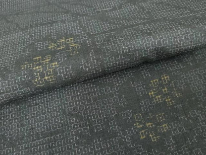 平和屋着物●結城紬　80亀甲　花丸文　ロング丈　正絹　逸品　AABE8556cs