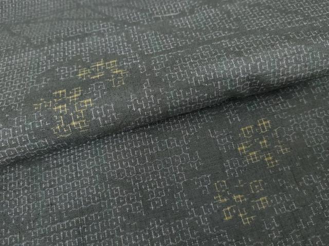 平和屋着物●結城紬　80亀甲　花丸文　ロング丈　正絹　逸品　AABE8556cs