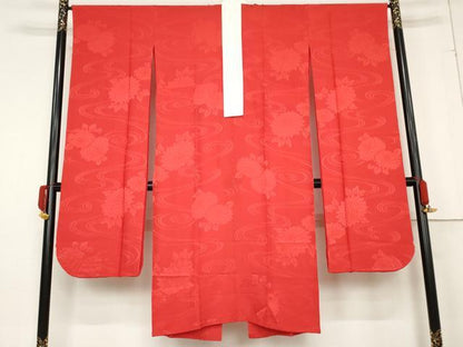 平和屋着物●振袖用長襦袢　無双仕立て　流水花地紋　正絹　逸品　AABE8558cs