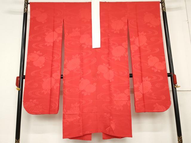 平和屋着物●振袖用長襦袢　無双仕立て　流水花地紋　正絹　逸品　AABE8558cs