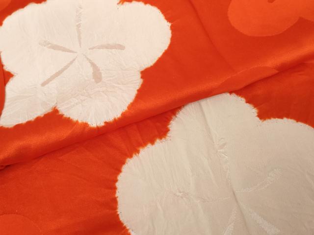 平和屋着物●振袖用長襦袢　無双仕立て　絞り　舞花文　半衿刺繍　正絹　逸品　AABE8559cs