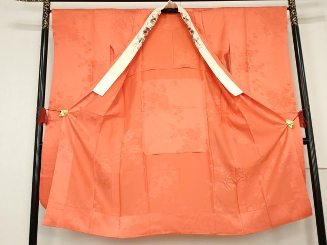 平和屋着物●振袖用長襦袢　無双仕立て　扇面草花地紋　正絹　逸品　AABE8560cs