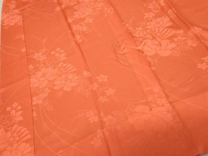 平和屋着物●振袖用長襦袢　無双仕立て　扇面草花地紋　正絹　逸品　AABE8560cs