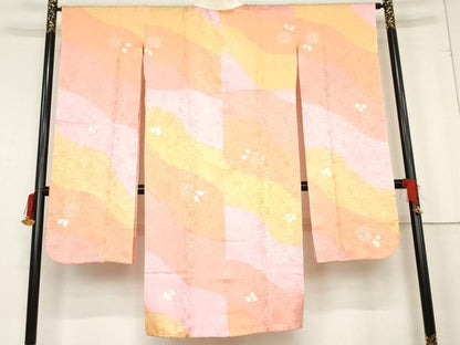 平和屋着物●振袖用長襦袢　無双仕立て　絞り　草花文　半衿刺繍　正絹　逸品　未使用　AABE8561cs