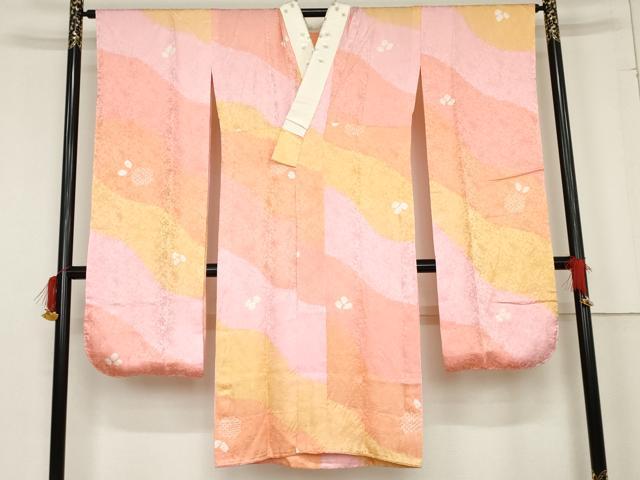 平和屋着物●振袖用長襦袢　無双仕立て　絞り　草花文　半衿刺繍　正絹　逸品　未使用　AABE8561cs