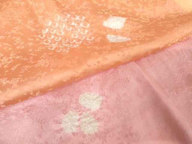 平和屋着物●振袖用長襦袢　無双仕立て　絞り　草花文　半衿刺繍　正絹　逸品　未使用　AABE8561cs