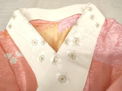 平和屋着物●振袖用長襦袢　無双仕立て　絞り　草花文　半衿刺繍　正絹　逸品　未使用　AABE8561cs