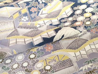 平和屋着物●訪問着　松竹梅風景文　暈し染め　正絹　逸品　AABE8563cs