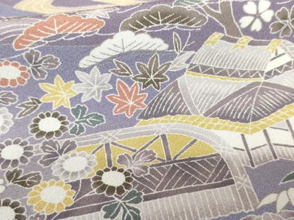 平和屋着物●訪問着　松竹梅風景文　暈し染め　正絹　逸品　AABE8563cs