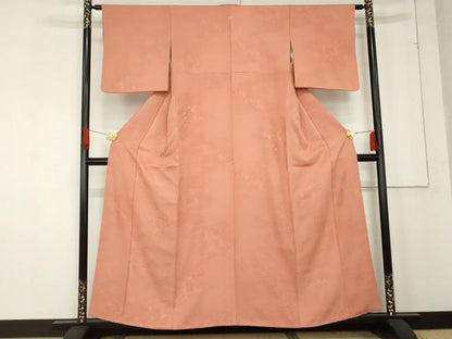 平和屋着物●上質な色無地　人物風景地紋　東雲色　正絹　逸品　AABE8564cs