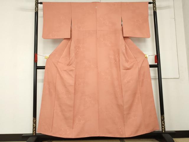 平和屋着物●上質な色無地　人物風景地紋　東雲色　正絹　逸品　AABE8564cs