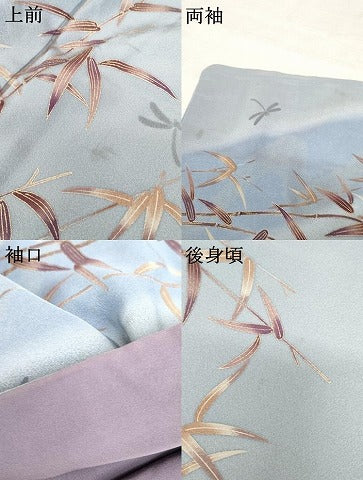 平和屋着物●訪問着　笹竹に蜻蛉　暈し染め　金彩　正絹　逸品　AABE8568cs