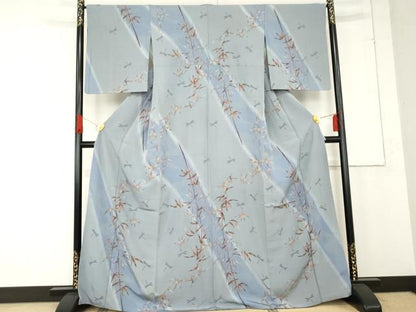 平和屋着物●訪問着　笹竹に蜻蛉　暈し染め　金彩　正絹　逸品　AABE8568cs