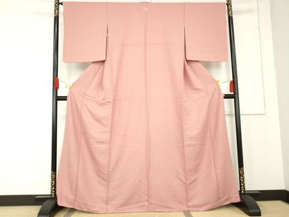 平和屋着物●上質な色無地　紋意匠　桃色　正絹　逸品　未使用　AABE8569cs