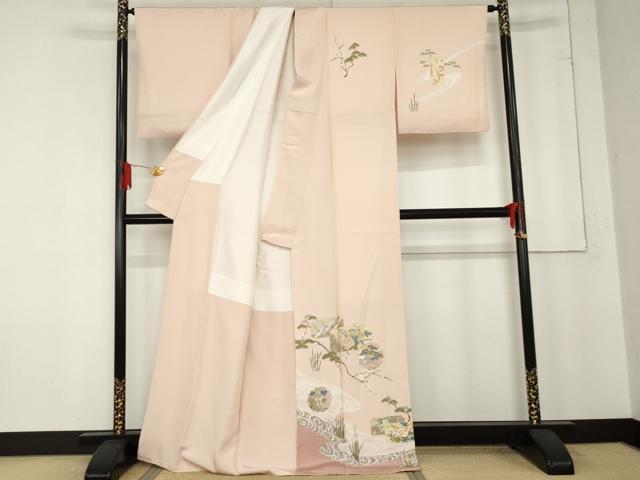 平和屋着物●訪問着　雪輪飛鶴草花文　金彩　正絹　逸品　AABE8570cs 平和屋着物○訪問着 雪輪飛鶴草花文 金彩 正絹 逸品 AABE8570cs