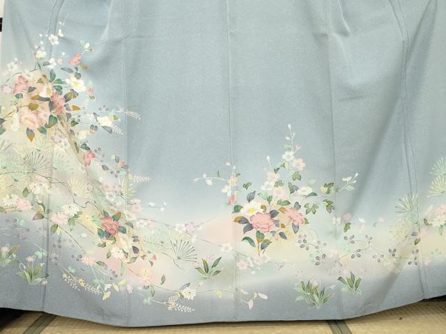 平和屋着物○訪問着 花松文 暈し染め 金彩 正絹 逸品 AABE8573cs