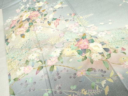 平和屋着物●訪問着　花松文　暈し染め　金彩　正絹　逸品　AABE8573cs