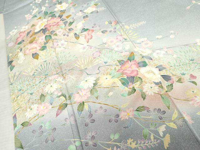 平和屋着物●訪問着　花松文　暈し染め　金彩　正絹　逸品　AABE8573cs